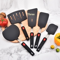 Ensemble d'ustensiles de cuisine en silicone avec manches en acier inoxydable, spatule antiadhésive et spatule ajourée, 5 pièces, résistant au four, pour la cuisine domestique