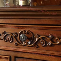 Buffet de 55 pouces avec tiroirs et portes, bois rustique, armoire buffet traditionnelle en bois massif sculpté pour salle à manger et salon