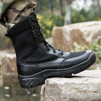 Bottes tactiques en mesh avec fermeture éclair, respirantes pour l'été, noires, pour la sécurité, la garde, les activités de plein air, unisexes