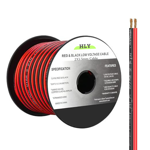 Professional Speaker Cable 2 Core Led Rvb Cable Flexible Power Cord Wire 0.5mm 0.75mm 1.5mm Flat Red and Black Electric Cable