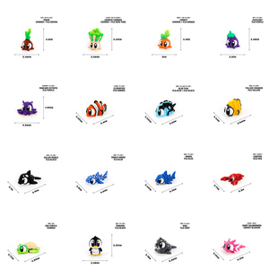 Figurines <span class=keywords><strong>d</strong></span>'animaux multicolores imprimées en 3D avec de grands yeux, modèles amusants pour les mini-paysages sur le thème des parcs de faune - Product Image 6