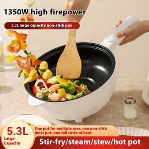 Grande capacité 4L, casserole antiadhésive avec couvercle en verre trempé et cuiseur vapeur pour usage domestique et extérieur, marmite électrique - Product Image 4