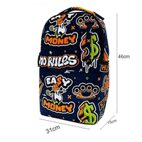 Sac à dos tendance Street Wealth Graffiti pour étudiants, sacoche pour ordinateur portable, sac à dos vibrant à imprimé intégral pour garçons et filles, idéal pour l'école et les voyages quotidiens