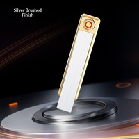 Briquet fin et léger rechargeable par USB |   Logo gravé sur mesure |   Briquet portable coupe-vent pour cadeau d'affaires et usage quotidien
