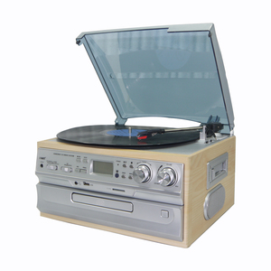 Tourne-disque rétro noir <span class=keywords><strong>dernier</strong></span> modèle avec haut-parleur et lecteur <span class=keywords><strong>CD</strong></span> - Product Image 1