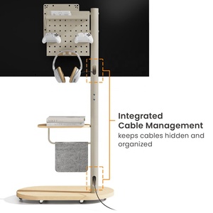 Supporto per Monitor Mobile inclinabile Mobile regolabile in altezza su ruote con supporto per la gestione dei cavi integrato - Product Image 2