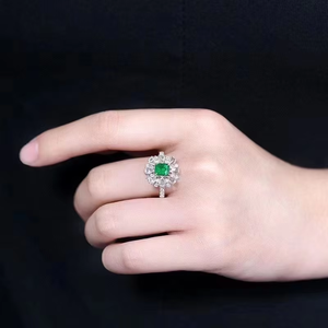 Joyería SGARIT, diamante real de 0.81ct, esmeralda verde natural afgana, anillo de oro blanco de 18k con esmeralda verde intenso, joyería para mujer. - Product Image 4