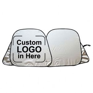Pare-soleil de pare-brise avant personnalisé Ys790 en polyester anti-UV, double pare-soleil pliable avec logo, 2 pièces pour voiture - Product Image 1