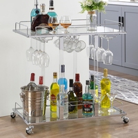 Chariot de bar en acrylique exquis multifonctionnel adapté aux pubs, restaurants et banquets