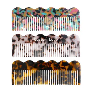 MiDairy 4mm Design sense export comb hair comb acetic acid women's simple wave edge wide tooth combs with logo for women