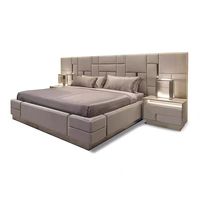 Ensemble de meubles de chambre à coucher de luxe Furnistyle, lit double king size avec rangement, en MDF, pour la maison, les hôtels et les villas