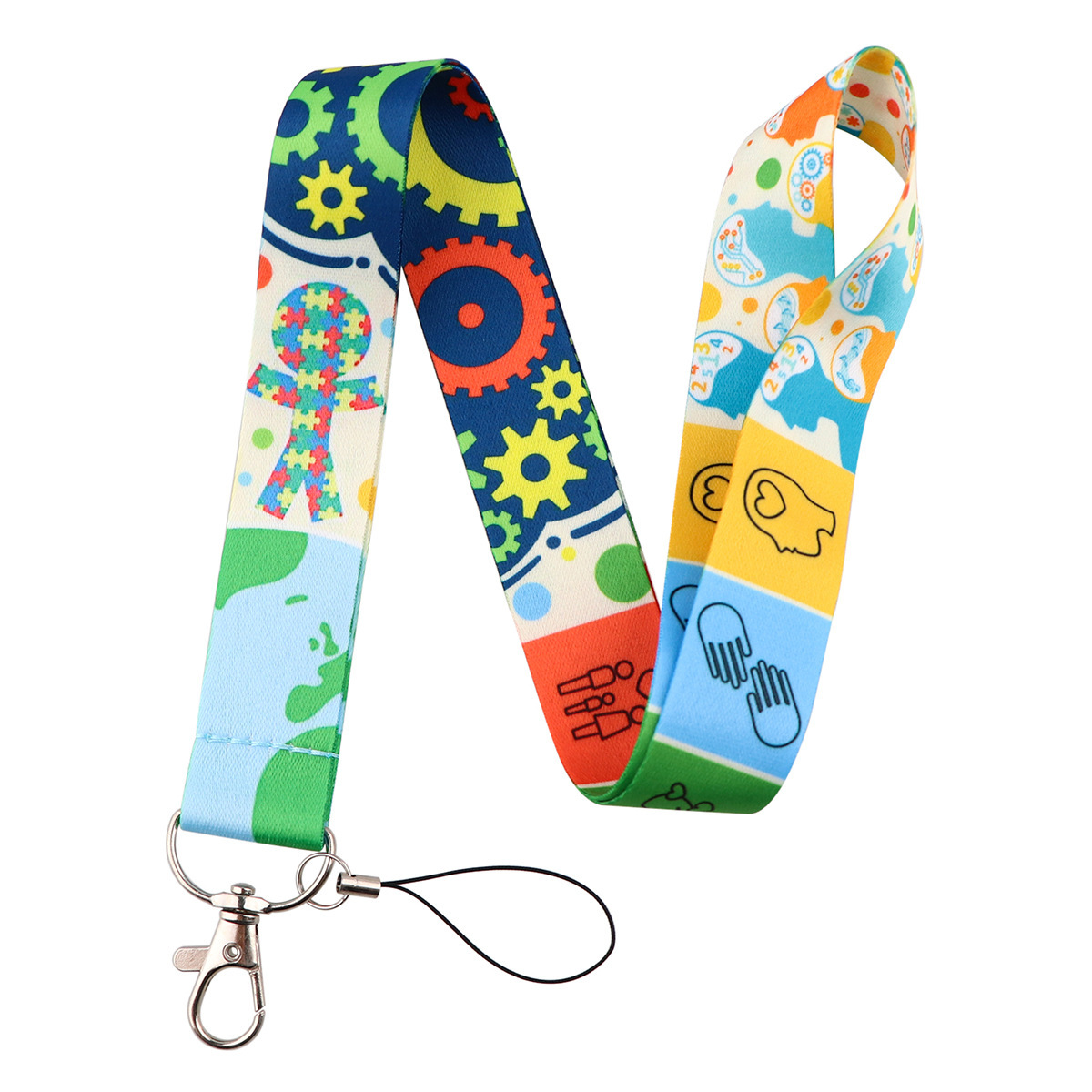 Fashion Caring for Autism Mobile Phone Hanging Stain Lanyards Custom Portable Anti-Lost ID Card Holder Neck Lanyard Accessories Image 4