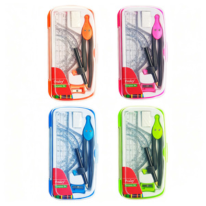 Set 7 pezzi di Set di Set geometrico per studenti con bussole in metallo e righello di cancelleria per scuola per bambini e forniture per ufficio - Product Image 2