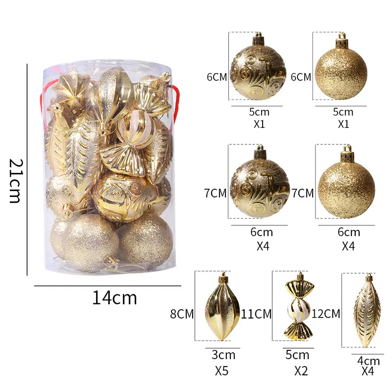 Amazon top sale items golden color Christmas ball Decoration ornaments