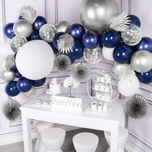Kit de guirlande de ballons de graduation bleu marine et argenté de 127 pièces, kit d'arche de ballons à confettis blancs et argentés pour fête d'anniversaire, baby shower - Product Image 4