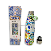 Bouteille isotherme en acier inoxydable à double paroi de 17 oz/500 ml, souvenir d'Espagne et du Portugal, bouteille d'eau isolée, bouteille en acier inoxydable pour cola