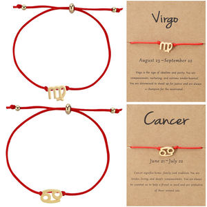 Pulsera de plata y oro con signo del zodiaco, horóscopo, cuerda trenzada ajustable, amistad, joyería de regalo, 12 Uds., venta al <span class=keywords><strong>por</strong></span> mayor - Product Image 2