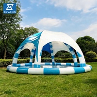 Maßgefertigter Aufblasbarer Swimmingpool mit Sonnenschutz, Wasserdichter PVC-Aufblasbarer Schattenpool für Kinder, Garten, Park, Sommer-Wasserspiele
