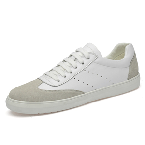 Chaussures pour hommes entièrement personnalisables par le fabricant, faible MOQ, style décontracté, baskets en cuir noir et blanc avec logo de marque - Product Image 4