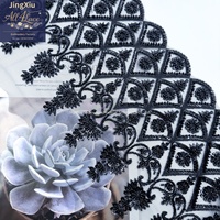 Bordure en dentelle noire perlée de style moyen-oriental, brodée de sequins, en maille, pour la décoration des robes Abaya et Kaftan