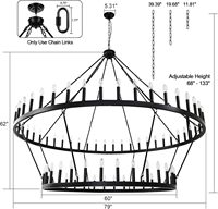 Multi Tailles 2/3/5 Mètre Grande Mosquée Chandelier à Bougie à Deux Niveaux Vintage Loft Hauts Plafonds Escalier Lustres 80/120/200 Pouces