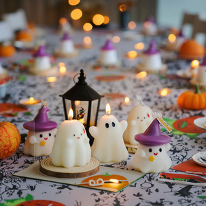 Vela artística con forma de fantasma para decoración del hogar, hecha a mano, de cera de soja, para Halloween, ecológica y de larga duración - Product Image 5