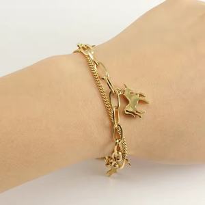 Pulsera de Unicornio de Diseño Exclusivo en Acero Inoxidable, Pulsera de Doble Capa de Acero de Titanio con Oro de 18k para Mujer, Joyería de Moda - Product Image 5