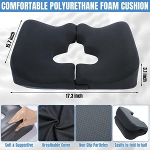 Almohada de espuma viscoelástica lista para enviar con corte en T para coxis, cojín para sentarse, dormir y alivio de presión por úlceras por presión en la cama - Product Image 3