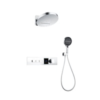 Système de douche thermostatique 3 fonctions avec affichage numérique, triple poignée, construction en laiton, cascade en céramique et acier inoxydable