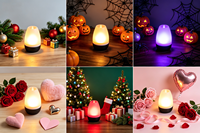 Ensemble de lampes d'ambiance (lot de 4) – Lampes à bougie rechargeables à commande tactile avec lumière LED à changement de couleur et chargeur de base