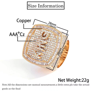 Alphabet Hip Hop Ring Accessories, Custom DIY Trendy Brand Personalized Copper Zircon Ring Men's Ring - Product Image 3