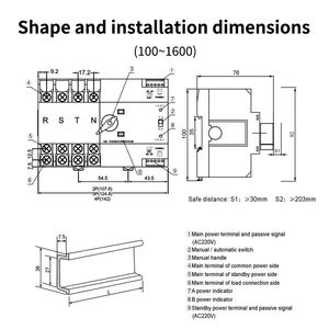 Commutateur <span class=keywords><strong>de</strong></span> conversion d'alimentation double WFQ4-100E 2P4P Photovoltaïque 63A Monophasé 380V Alimentation sans interruption Commutateur automatique - Product Image 6