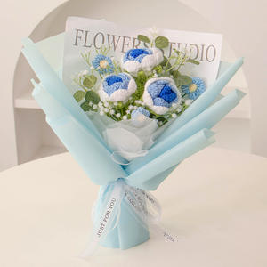 人造花手工钩针向日葵花束人造针织花钩针花束毕业母亲节情人节新娘花束 - Product Image 6