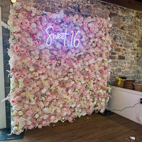 Mur de fleurs 5D MoKtong Champagne Rose 8ft x 8ft enroulable avec tissu toucher réel pour événement romantique ou anniversaire
