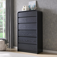 Commode moderne Aitjunz à 6 tiroirs en bois pour chambre et salon, design incurvé de 55 pouces de haut, noir, rangement réglable