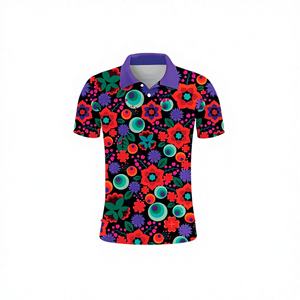 เสื้อกอล์ฟลายโลโก้ OEM สำหรับใส่ลำลอง ไซส์พลัส ผ้าเจอร์ซีย์ยืดหยุ่น พิมพ์ลายดอกไม้แบบระเหิด ระบายอากาศ ป้องกันรังสียูวี แห้งเร็ว กระชับรูป - Product Image 1
