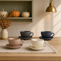 Services à thé et à café texturés SWT : ajoutez une touche raffinée au style café européen pour vos rituels de café d'automne, idéal pour les cuisines élégantes et les cadeaux.