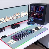 Anime Blue RGB Tapis de souris de jeu avec lumière LED Grand tapis de bureau Base antidérapante Cute Animal Cats Tapis d'ordinateur et d'ordinateur en stock