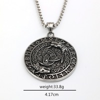 Colliers Triple Corne d'Odin en Acier Inoxydable 316L, Pendentifs Charme Loup Viking Nordique, Vente en Gros, Bijoux pour Hommes avec Nœud Celtique et Runes