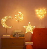 Éclairage de table blanc pour le Ramadan, Eid Mubarak, lumière LED en forme de lune et d'étoile pour la décoration de fête musulmane de l'Eid