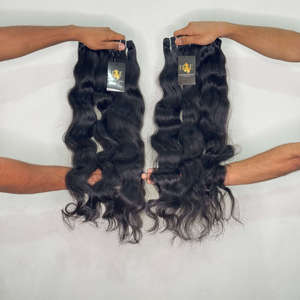 Paquete de cabello humano virgen de templo indio crudo sin procesar de visón Paquete rizado ondulado con cierre HD y Frontal - Product Image 1