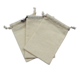 Small Unbleached Cotton <b>Muslin</b> <b>Bags</b> With Customized Printing Cotton Drawstring <b>Bag</b> - Product Image 1