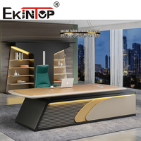 Ekintop Mobilier modulaire personnalisé de luxe pour la maison et le bureau Lumière LED Bureau d'ordinateur Bureau de travail avec lampe
