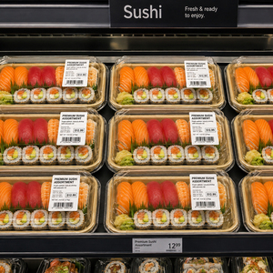 Barquette à sushi jetable en papier kraft avec couvercle transparent en PET, qualité alimentaire, boîte à sushi à emporter pour restaurant, supermarché, logo personnalisé - Product Image 4