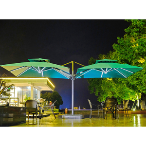 Muebles de aluminio, gran voladizo derecho, parasol de jardín inclinable para exteriores, sombrilla de repuesto para <span class=keywords><strong>Patio</strong></span> con Panel Solar Led - Product Image 2