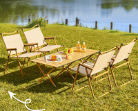 Tragbares Outdoor-Camping-Tisch-und-Stuhl-Set aus Aluminiumlegierung, Faltbarer Eierrollentisch, Leichtes Picknick-Möbelset für BBQ
