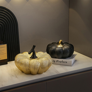 Ceramic Gold Orange <strong>Black</strong> Green Striped Pumpkin <strong>Decor</strong> Luxury Fall Harvest <strong>Table</strong> Centerpiece Home Office Shelf Mantel <strong>Decor</strong> Gift - Product Image 1