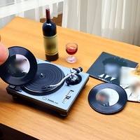 Juguete de Comida en Miniatura para Casa de Muñecas, Simulación de Disco de Vinilo Retro, Modelo Nuevo, Reproductor de CD en Miniatura, Decoración DIY para Dormitorio