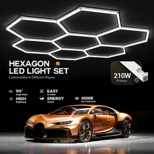 High Quality Energy Saving Honeycomb Led Grid Hexagonal Led Garage Light Are Used for the Ceiling of the Garage Washing Workshop