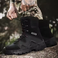 Bottes tactiques de désert pour hommes - Antidérapantes, à lacets, mi-mollet, semelle extérieure en caoutchouc, doublure en maille respirante, logo imprimé en 3D